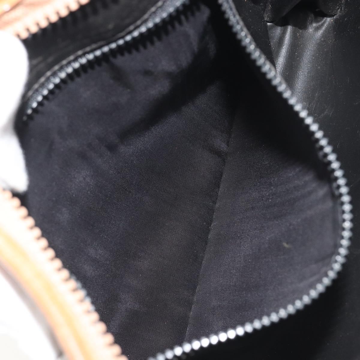 CELINE Clutch Bag Leather Black Gold Tone Auth ep15267