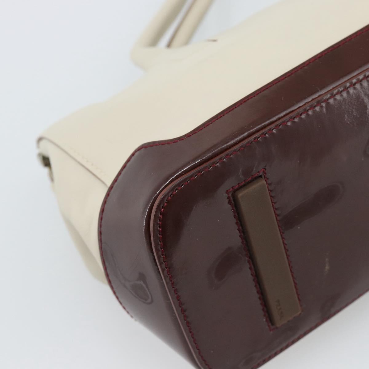 PRADA Hand Bag Leather White Silver Auth ep15268