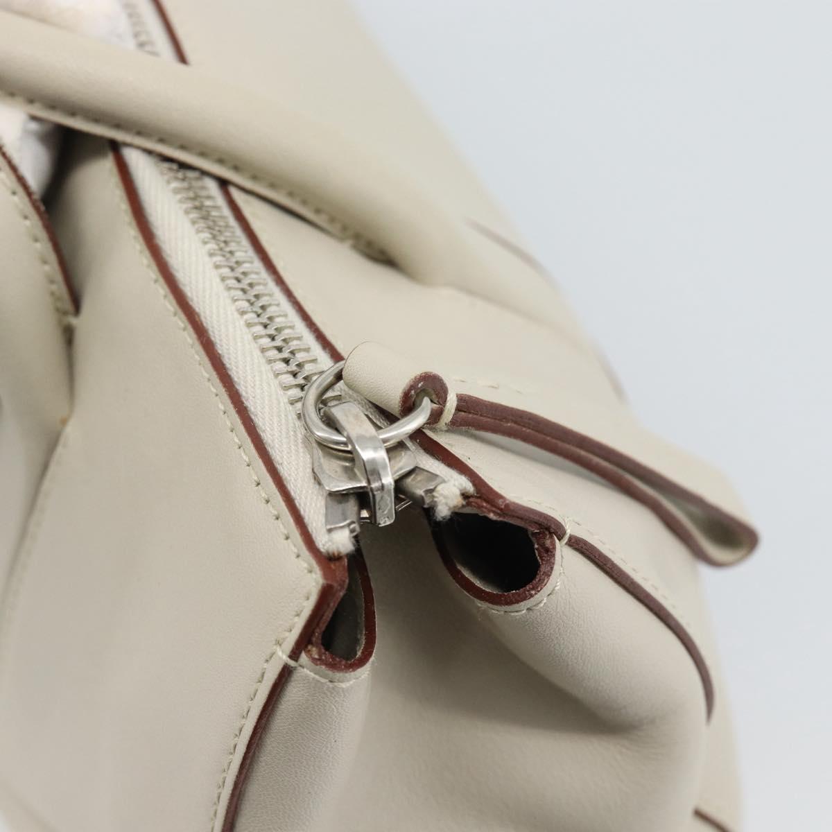 PRADA Hand Bag Leather White Silver Auth ep15268