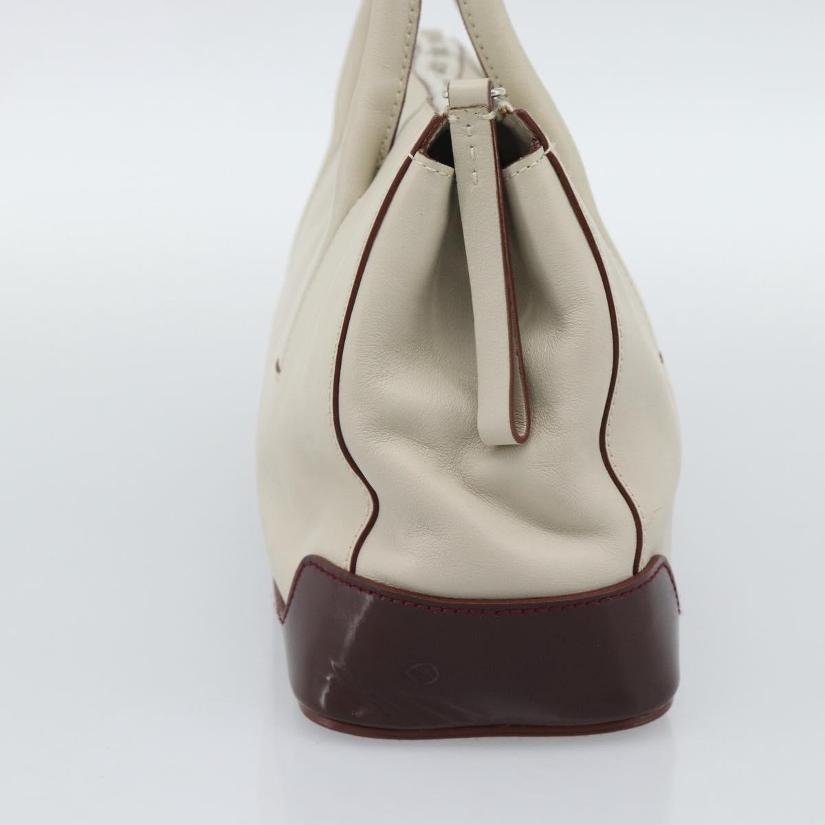 PRADA Hand Bag Leather White Silver Auth ep15268