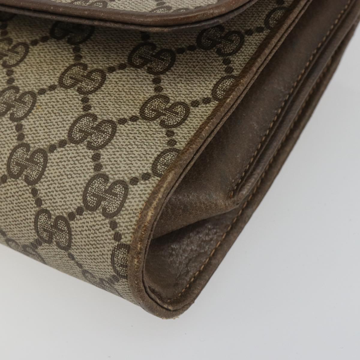 GUCCI GG Supreme Shoulder Bag PVC Leather Beige Gold Tone Auth ep15270