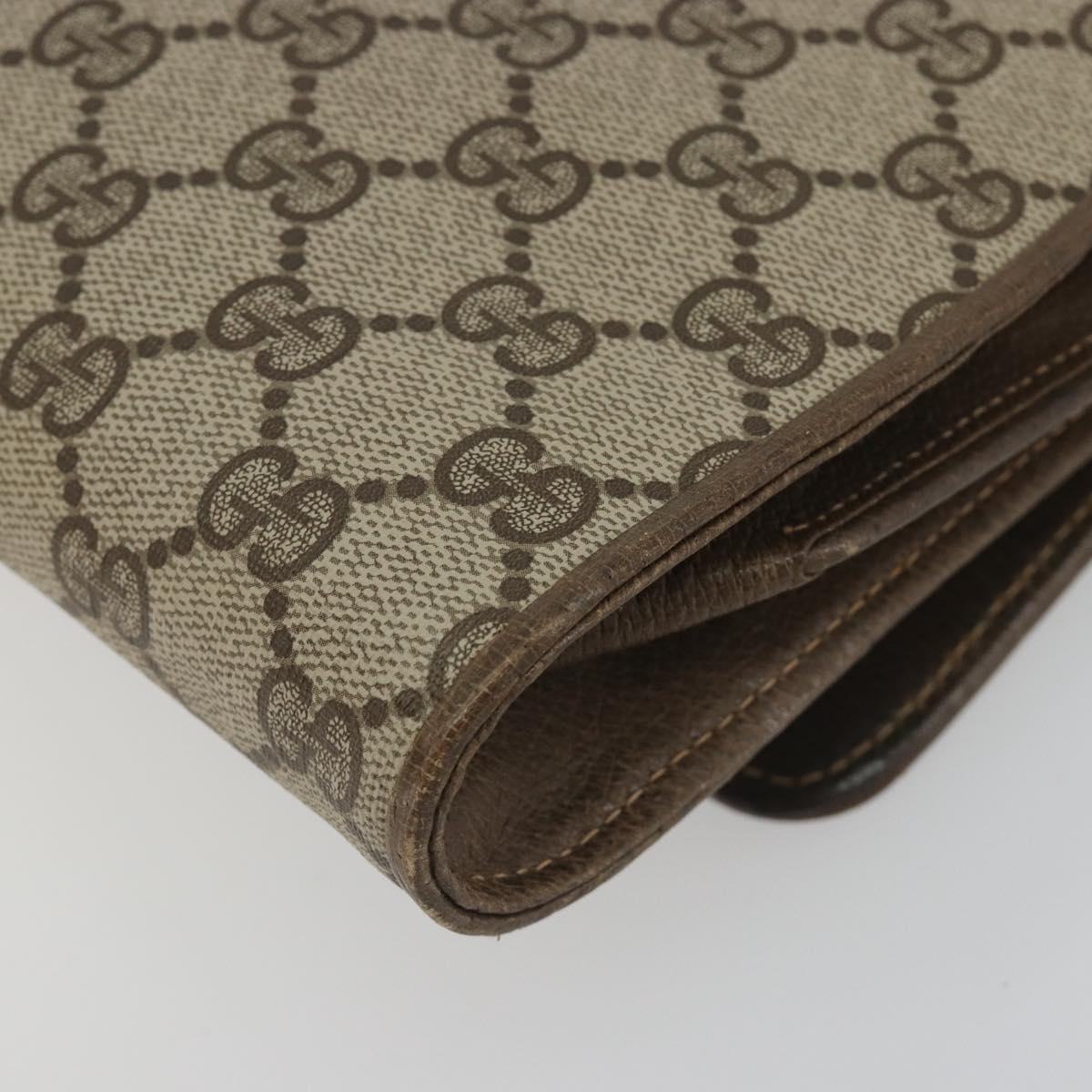 GUCCI GG Supreme Shoulder Bag PVC Leather Beige Gold Tone Auth ep15270