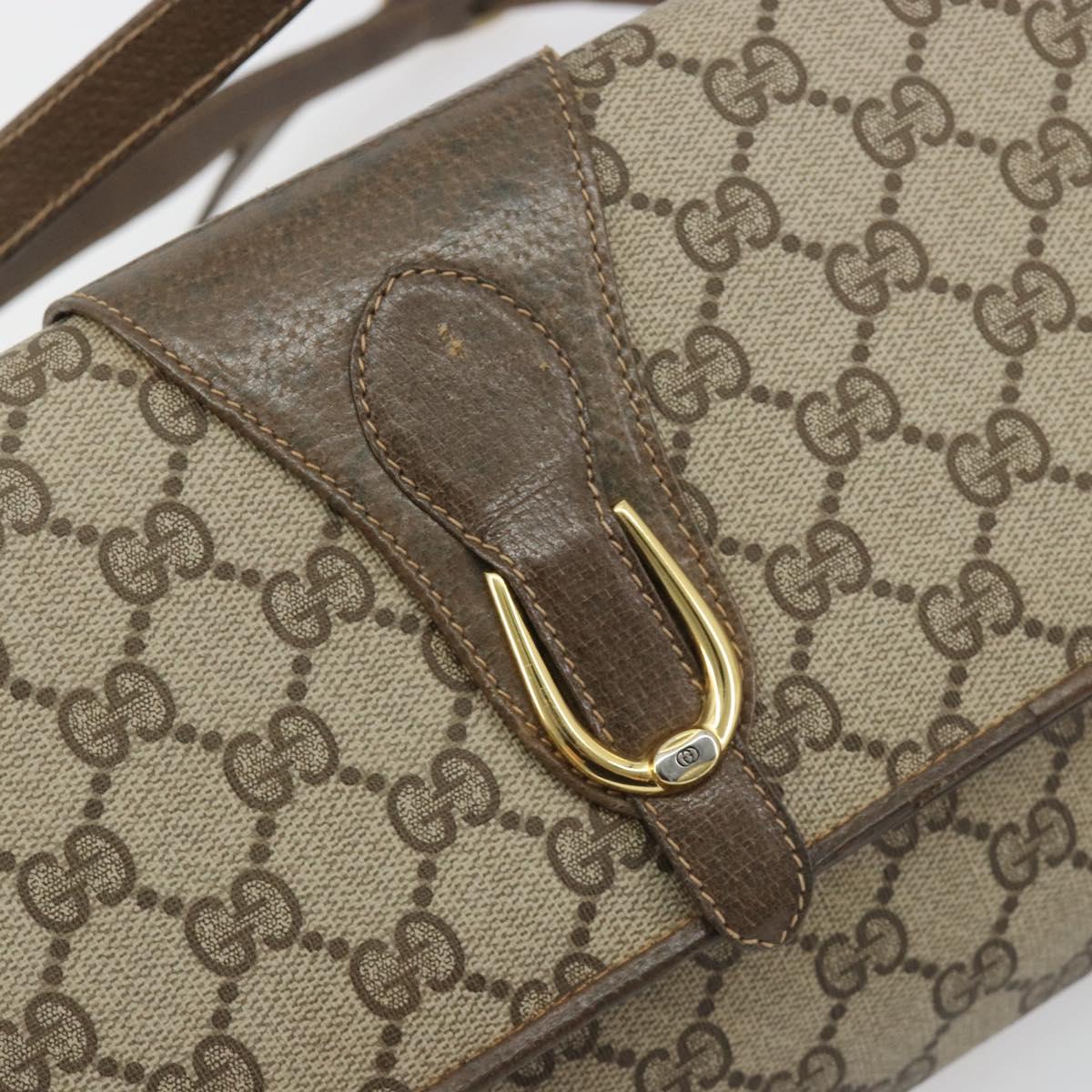 GUCCI GG Supreme Shoulder Bag PVC Leather Beige Gold Tone Auth ep15270