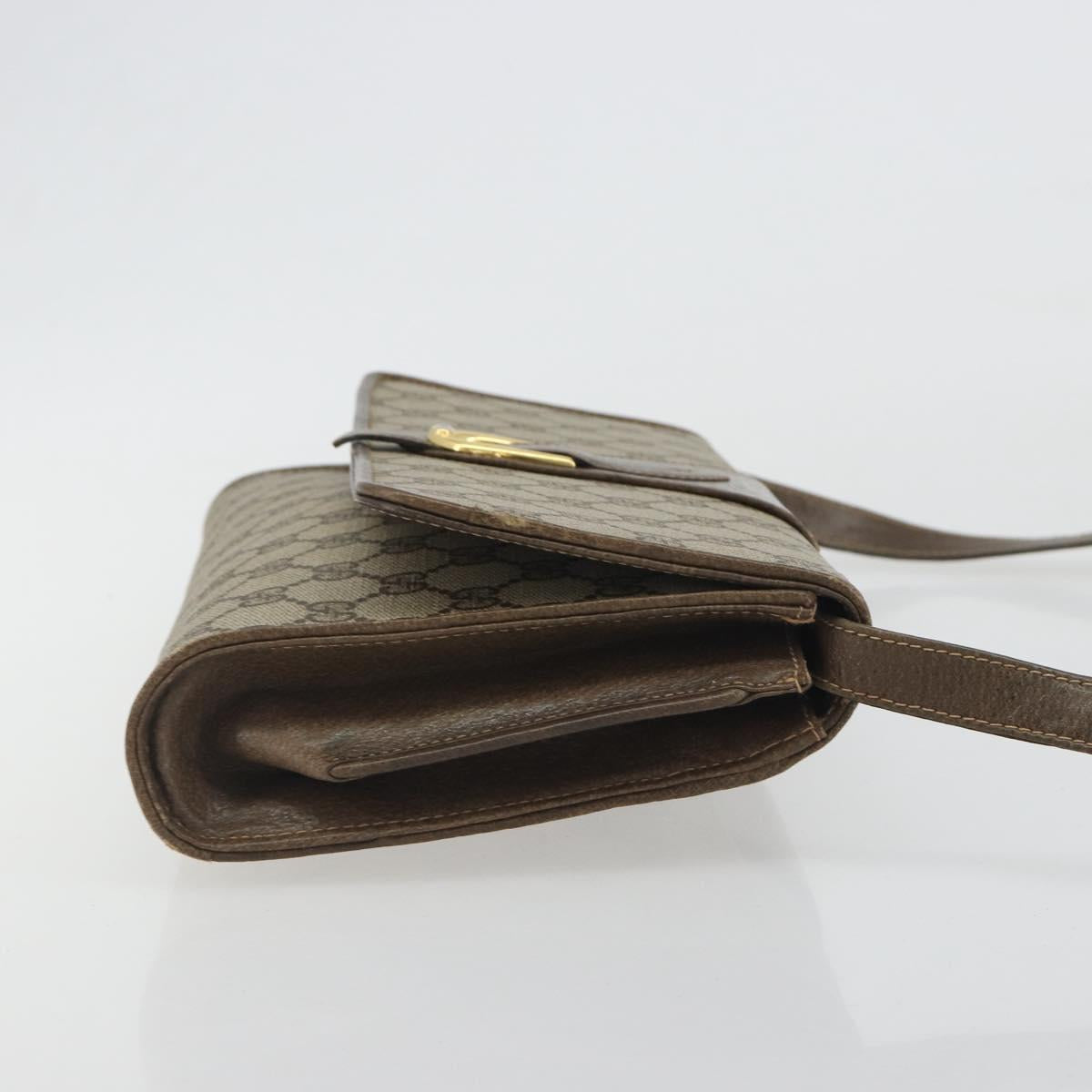 GUCCI GG Supreme Shoulder Bag PVC Leather Beige Gold Tone Auth ep15270