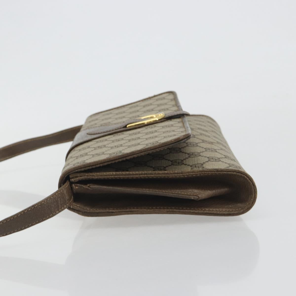 GUCCI GG Supreme Shoulder Bag PVC Leather Beige Gold Tone Auth ep15270