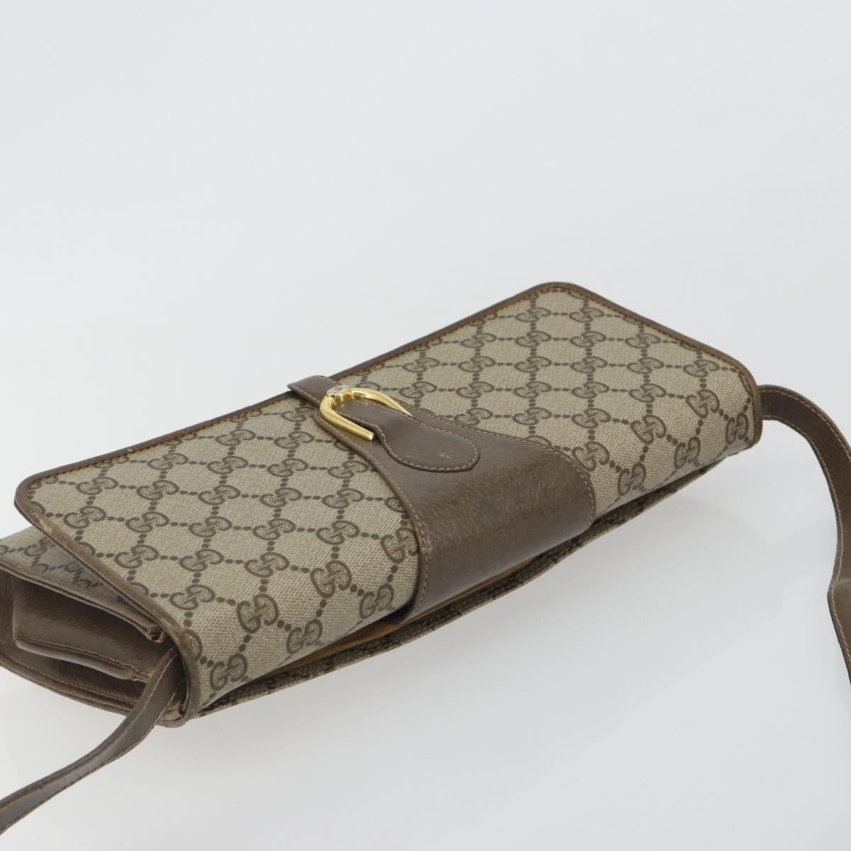 GUCCI GG Supreme Shoulder Bag PVC Leather Beige Gold Tone Auth ep15270