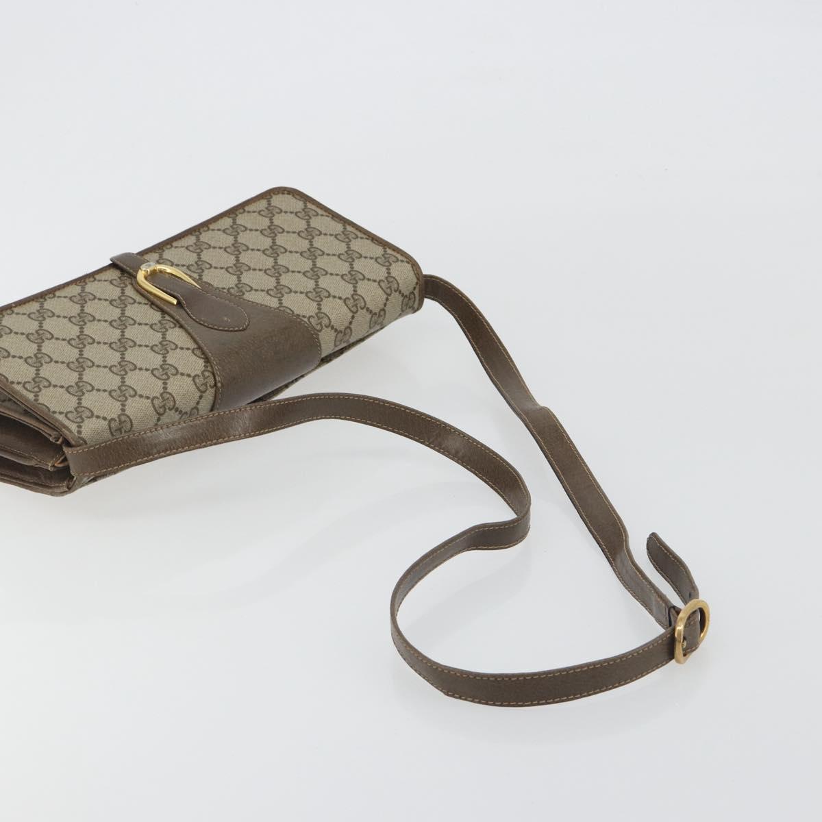 GUCCI GG Supreme Shoulder Bag PVC Leather Beige Gold Tone Auth ep15270