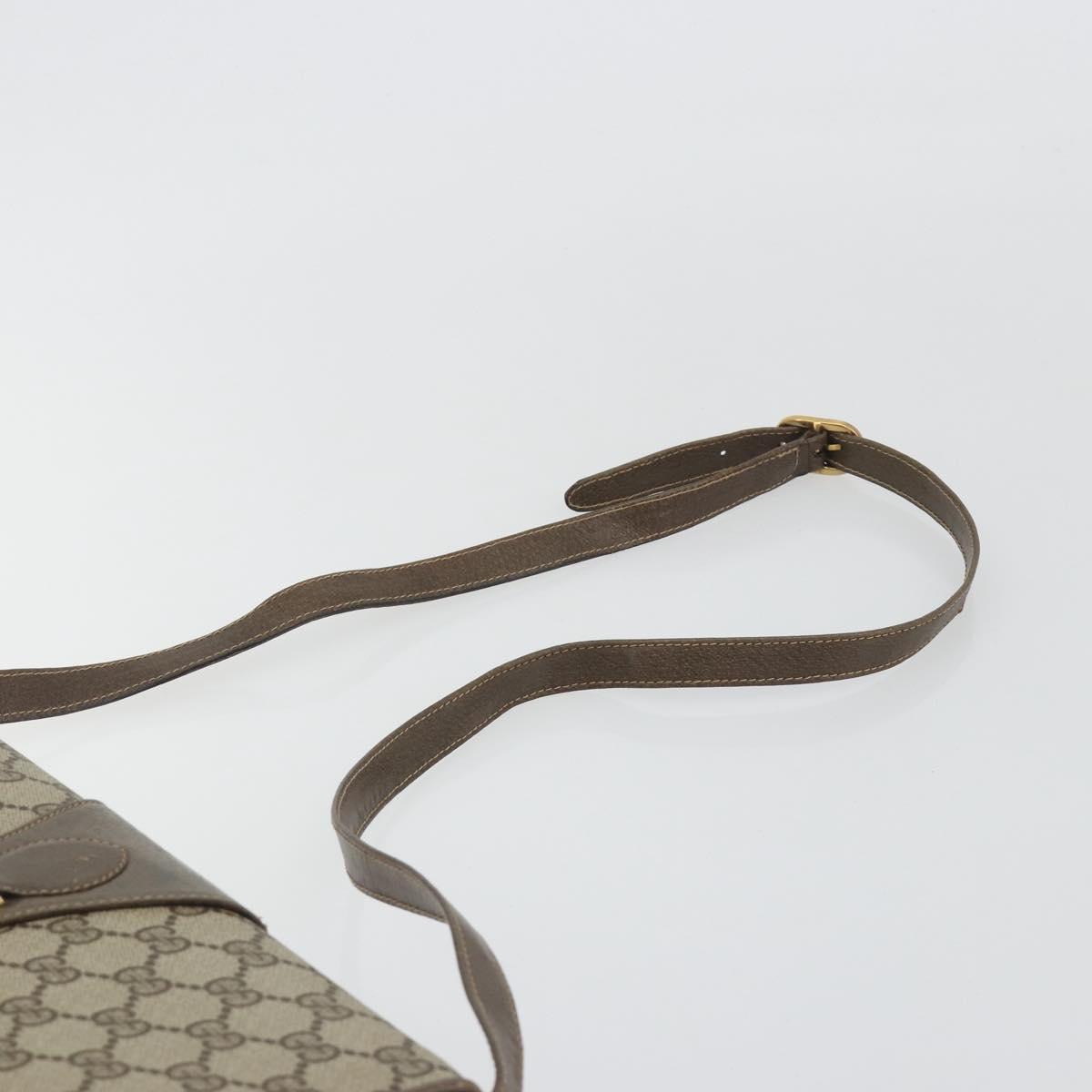 GUCCI GG Supreme Shoulder Bag PVC Leather Beige Gold Tone Auth ep15270