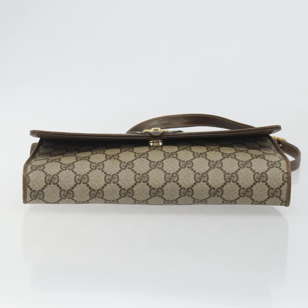 GUCCI GG Supreme Shoulder Bag PVC Leather Beige Gold Tone Auth ep15270
