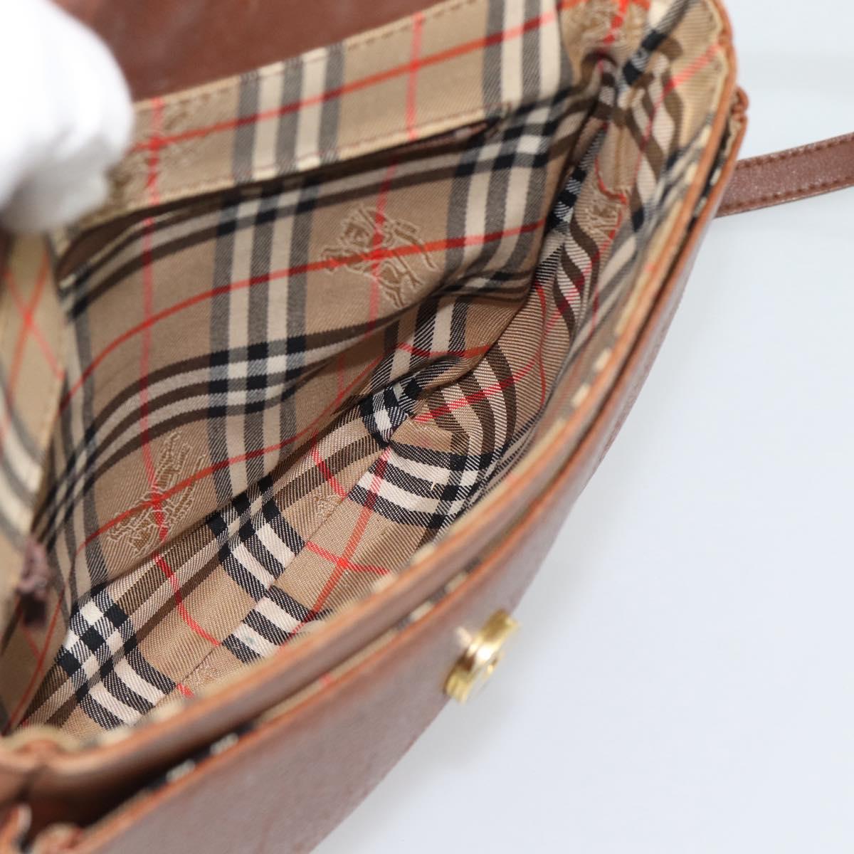 Burberrys Shoulder Bag Leather Brown Gold Tone Auth ep15272