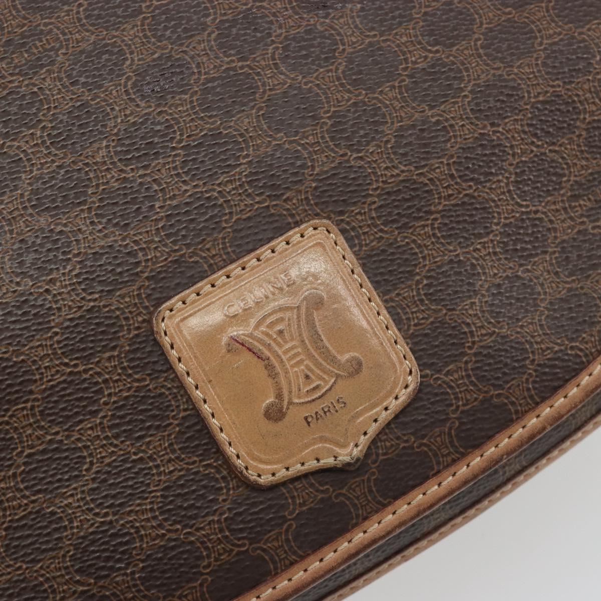 CELINE Macadam Shoulder Bag PVC Leather Brown Gold Tone Auth ep15274