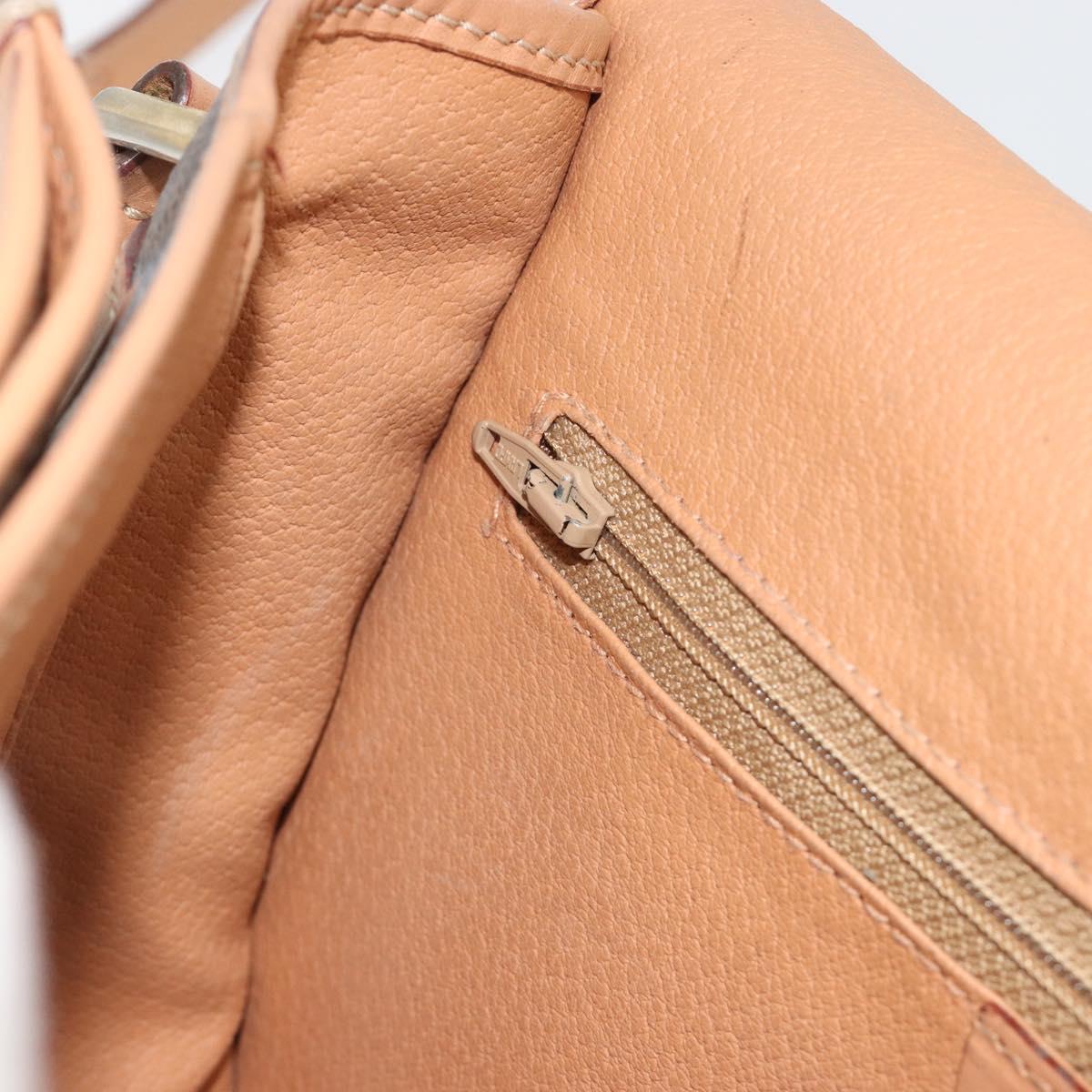 CELINE Macadam Shoulder Bag PVC Leather Brown Gold Tone Auth ep15274