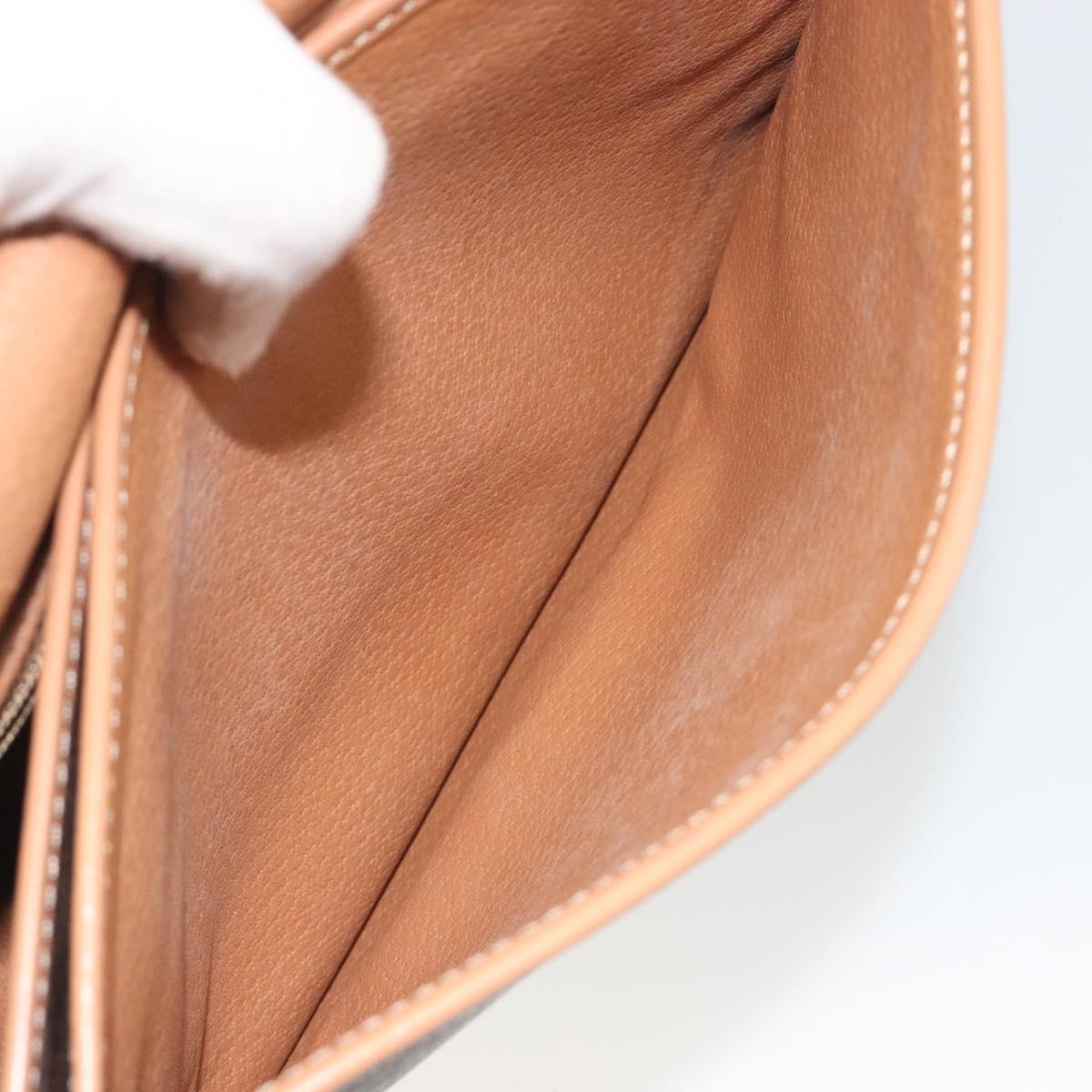 CELINE Macadam Shoulder Bag PVC Leather Brown Gold Tone Auth ep15274