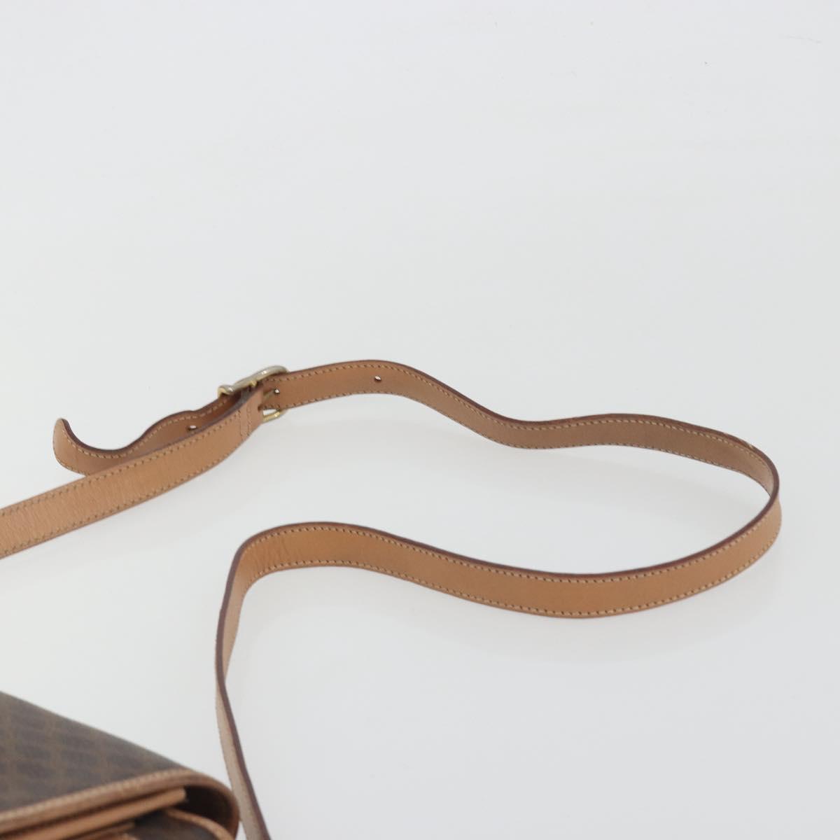 CELINE Macadam Shoulder Bag PVC Leather Brown Gold Tone Auth ep15274