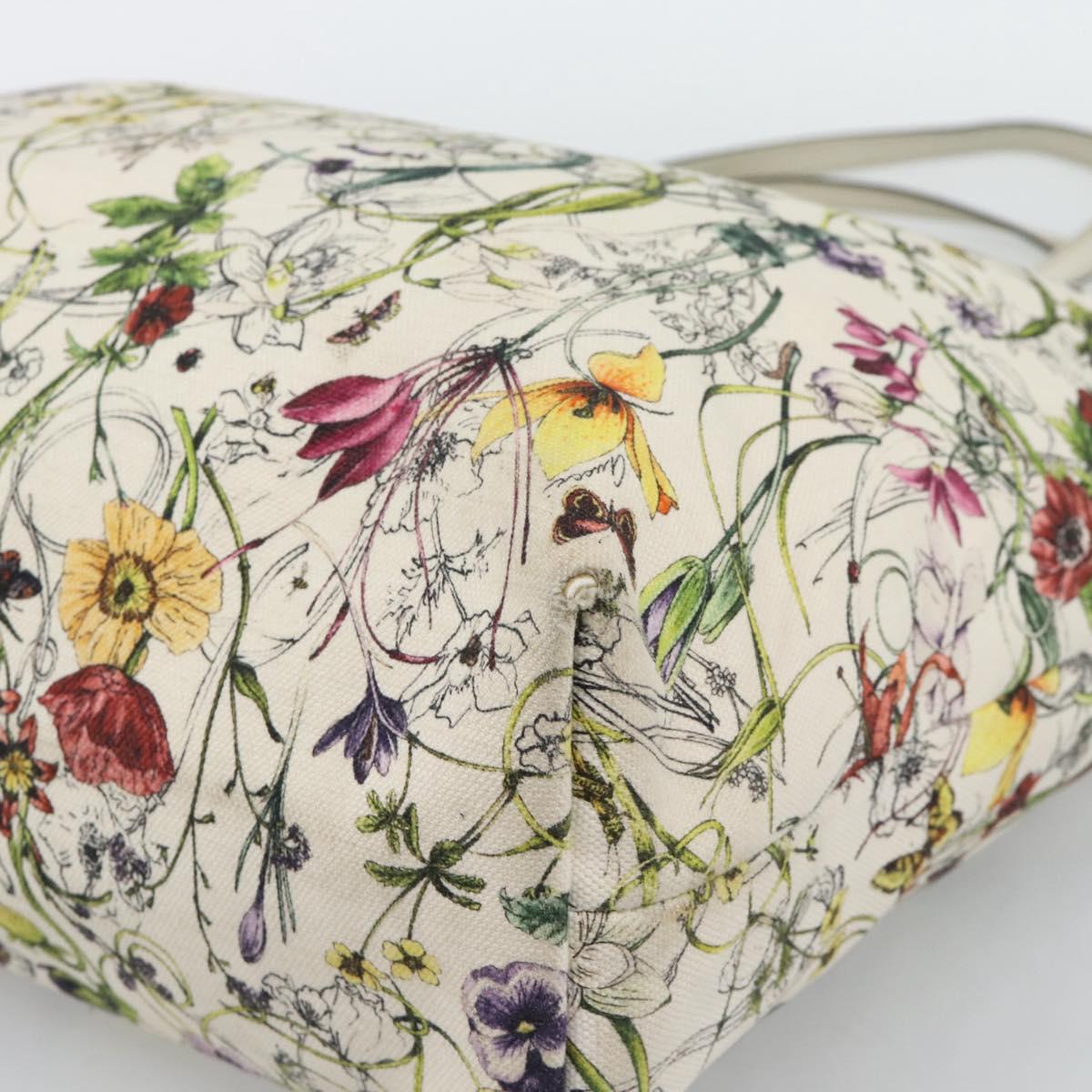 GUCCI Flora Tote Bag Canvas White Multicolor 295252 Auth ep15276