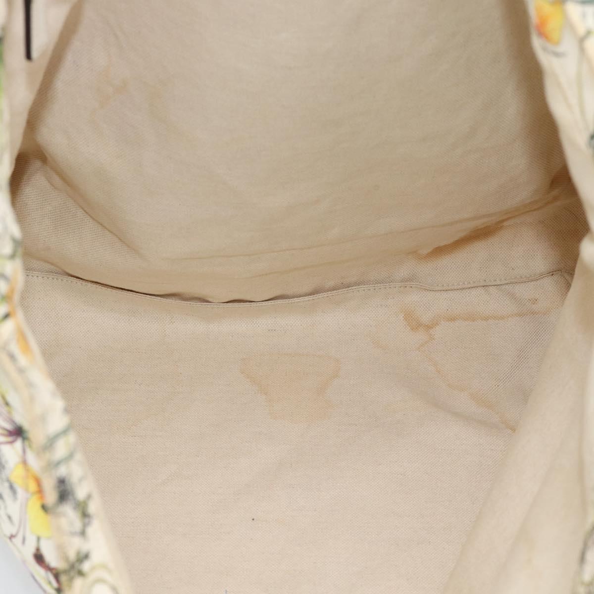 GUCCI Flora Tote Bag Canvas White Multicolor 295252 Auth ep15276