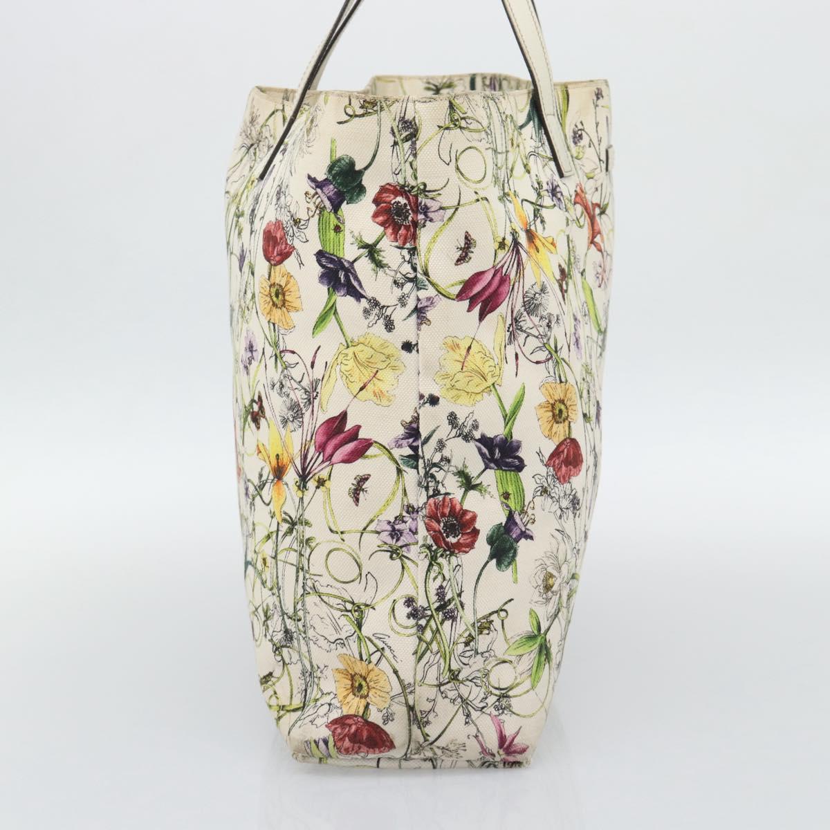 GUCCI Flora Tote Bag Canvas White Multicolor 295252 Auth ep15276
