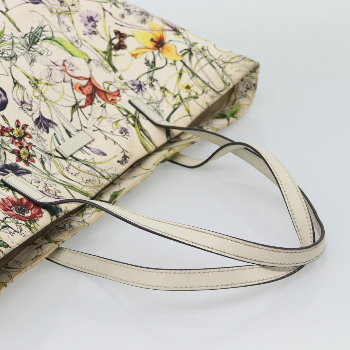 GUCCI Flora Tote Bag Canvas White Multicolor 295252 Auth ep15276