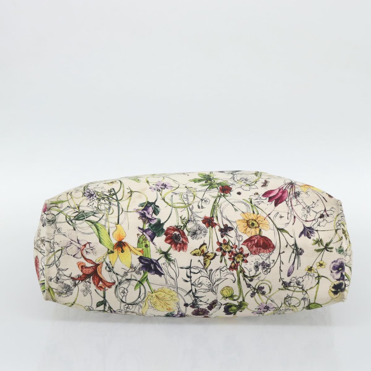 GUCCI Flora Tote Bag Canvas White Multicolor 295252 Auth ep15276