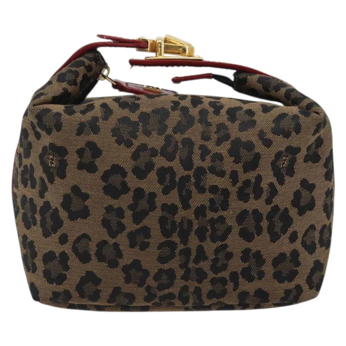 FENDI Vanity Pouch Canvas Brown Gold Tone Auth ep15284A