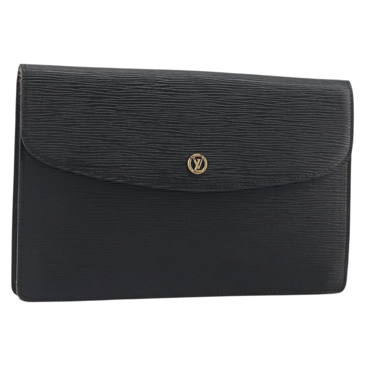 LOUIS VUITTON Epi Montaigne 27 Clutch Bag Black M52652 LV Auth ep15286