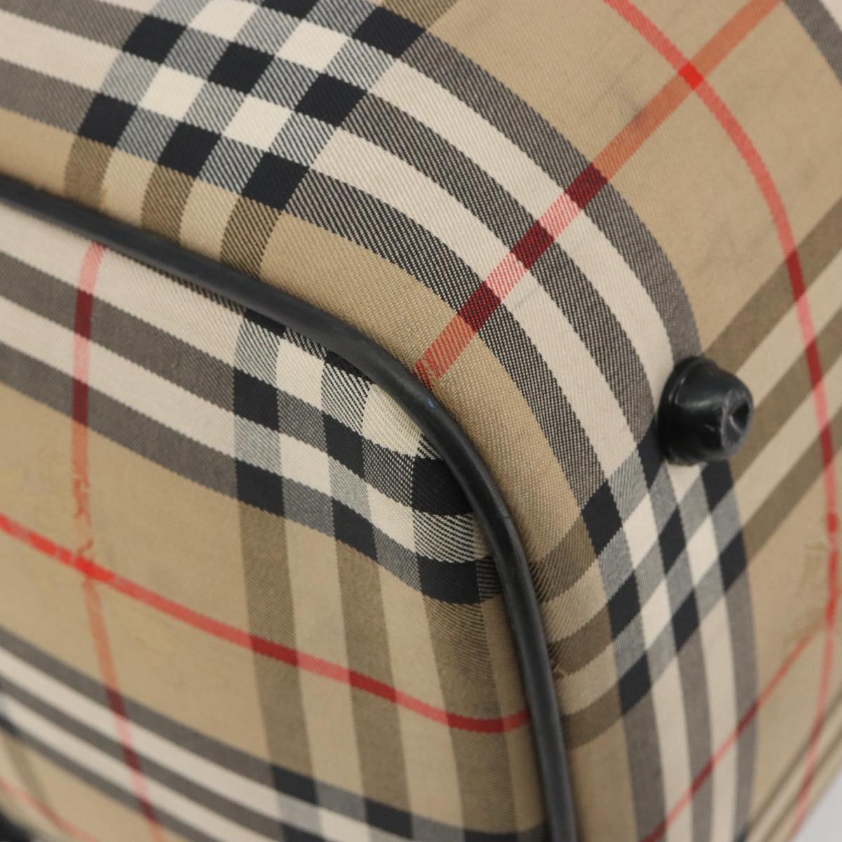Burberrys Nova Check Boston Bag Canvas Beige Black Auth ep15288