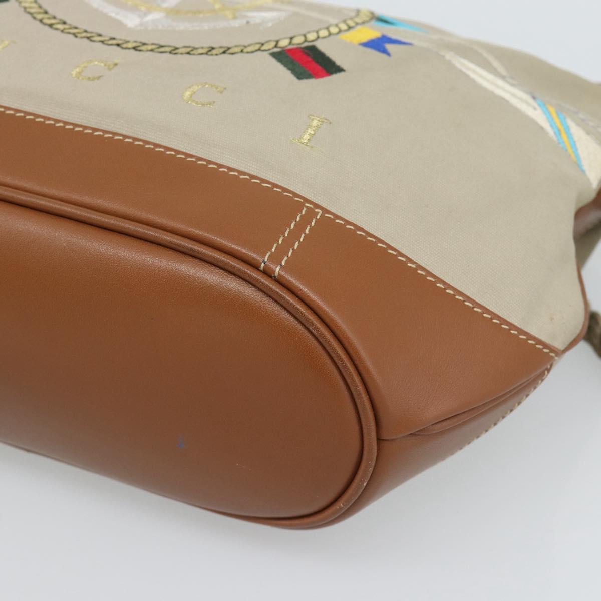 GUCCI Shoulder Bag Canvas Beige Silver 001 090 1130 Auth ep15290