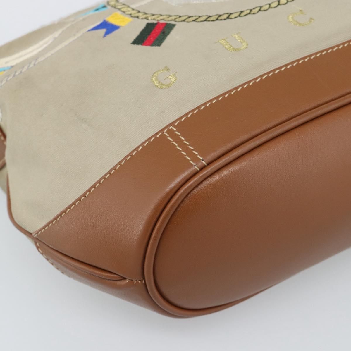 GUCCI Shoulder Bag Canvas Beige Silver 001 090 1130 Auth ep15290