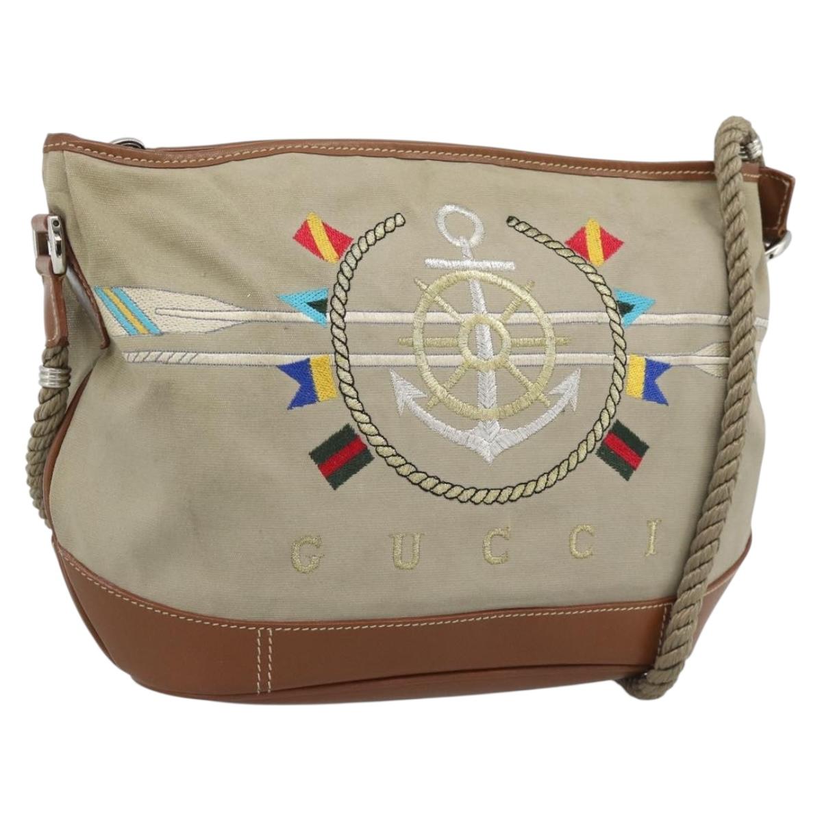 GUCCI Shoulder Bag Canvas Beige Silver 001 090 1130 Auth ep15290