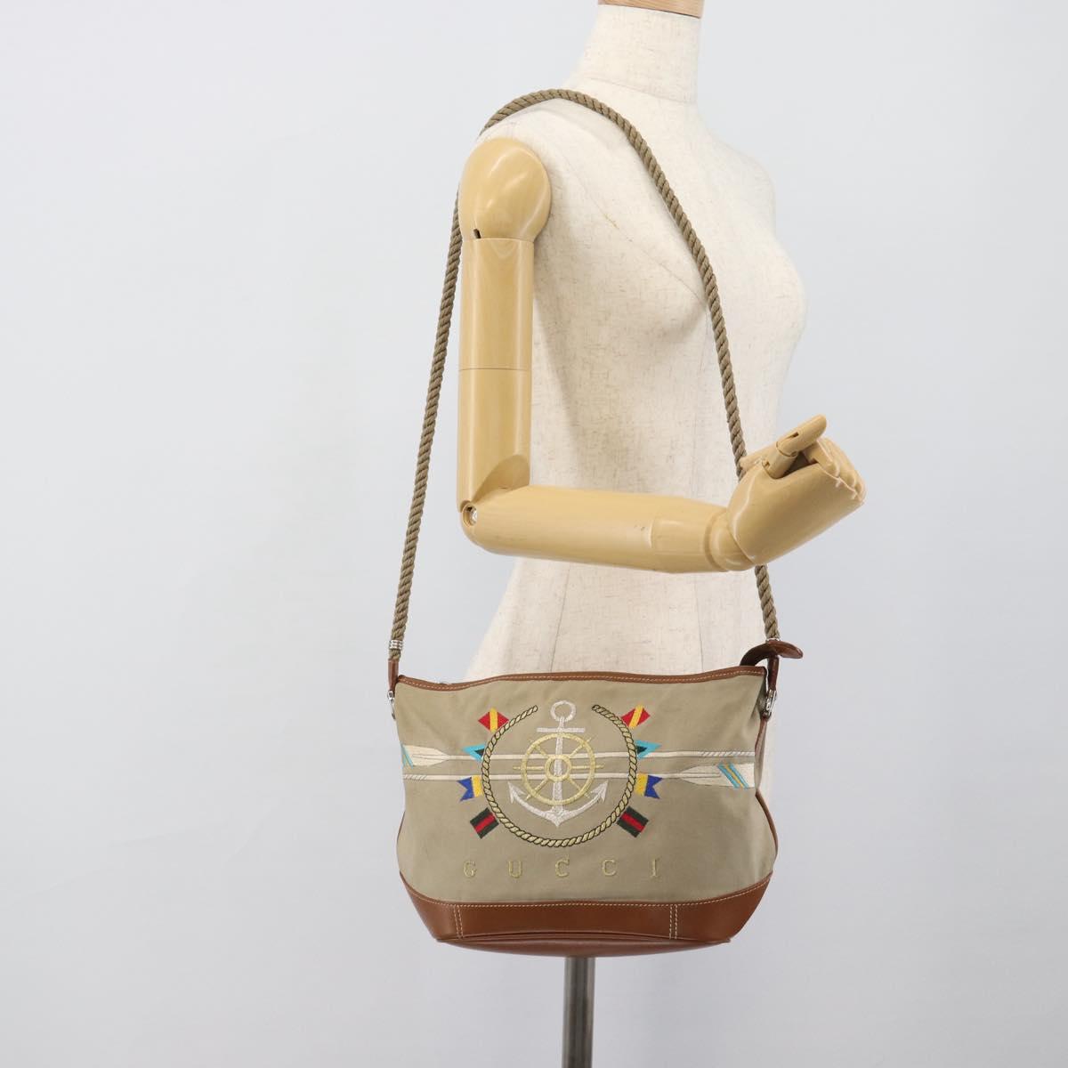 GUCCI Shoulder Bag Canvas Beige Silver 001 090 1130 Auth ep15290