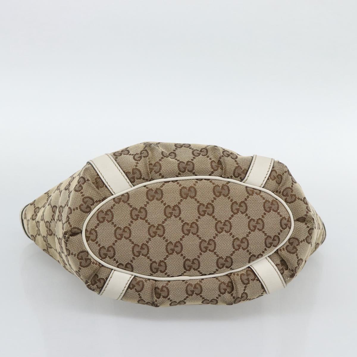 GUCCI GG Canvas Hand Bag Beige Gold Tone 211983 Auth ep15291