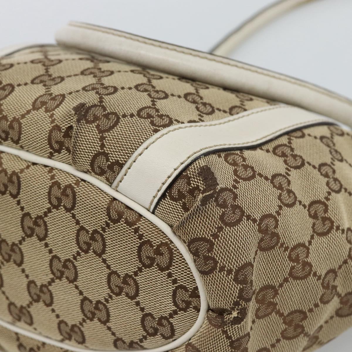 GUCCI GG Canvas Hand Bag Beige Gold Tone 211983 Auth ep15291