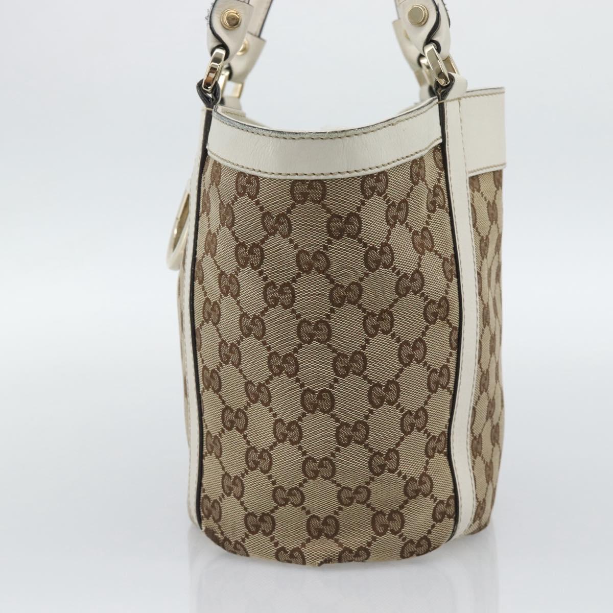 GUCCI GG Canvas Hand Bag Beige Gold Tone 211983 Auth ep15291
