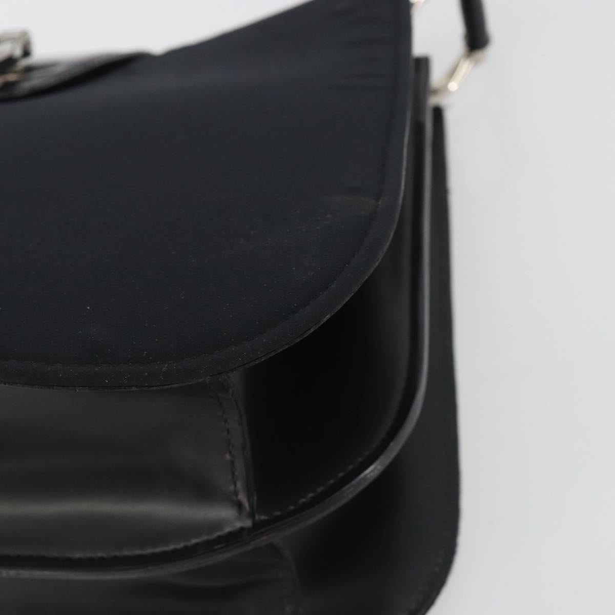 CELINE Shoulder Bag Canvas Black Silver Auth ep15292