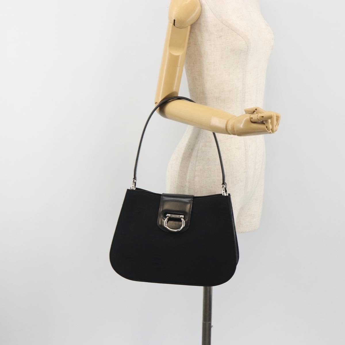 CELINE Shoulder Bag Canvas Black Silver Auth ep15292