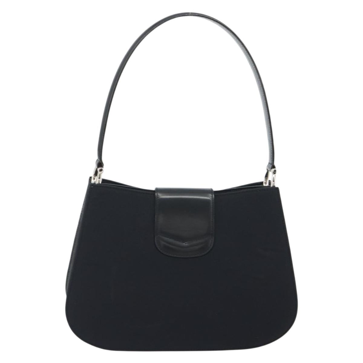CELINE Shoulder Bag Canvas Black Silver Auth ep15292
