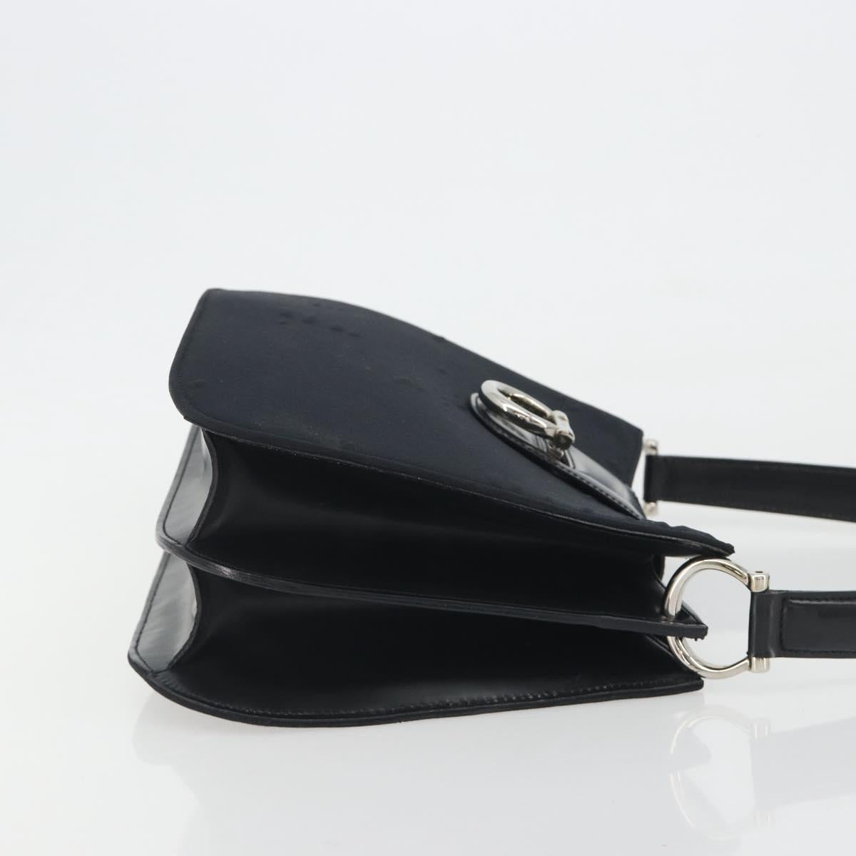 CELINE Shoulder Bag Canvas Black Silver Auth ep15292