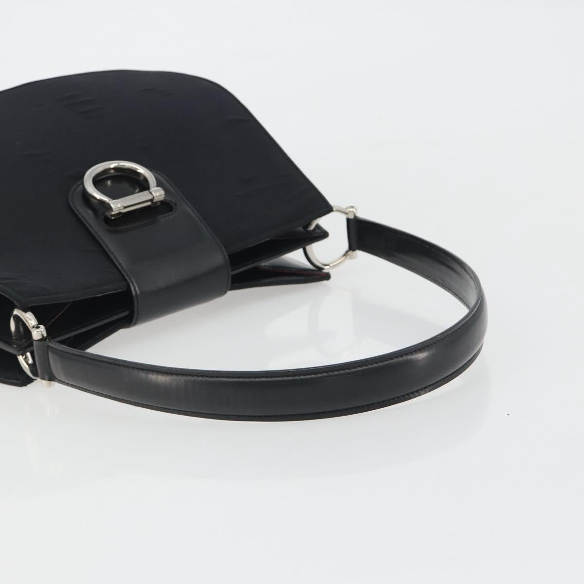 CELINE Shoulder Bag Canvas Black Silver Auth ep15292