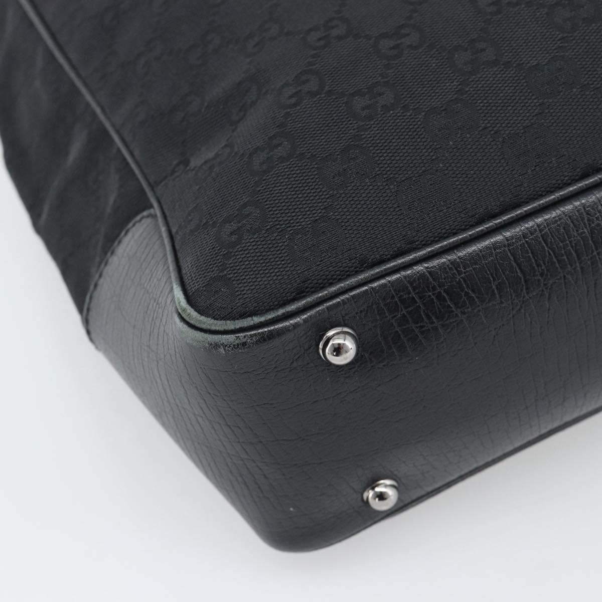 GUCCI GG Canvas Bamboo Hand Bag Black Silver 112530 Auth ep15294