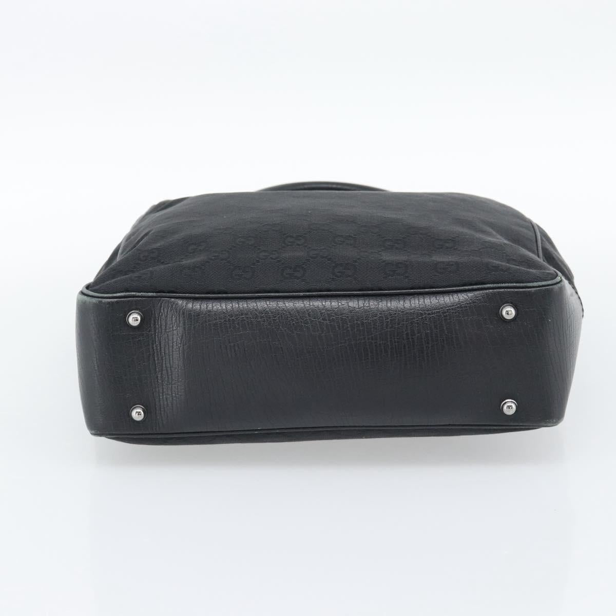 GUCCI GG Canvas Bamboo Hand Bag Black Silver 112530 Auth ep15294