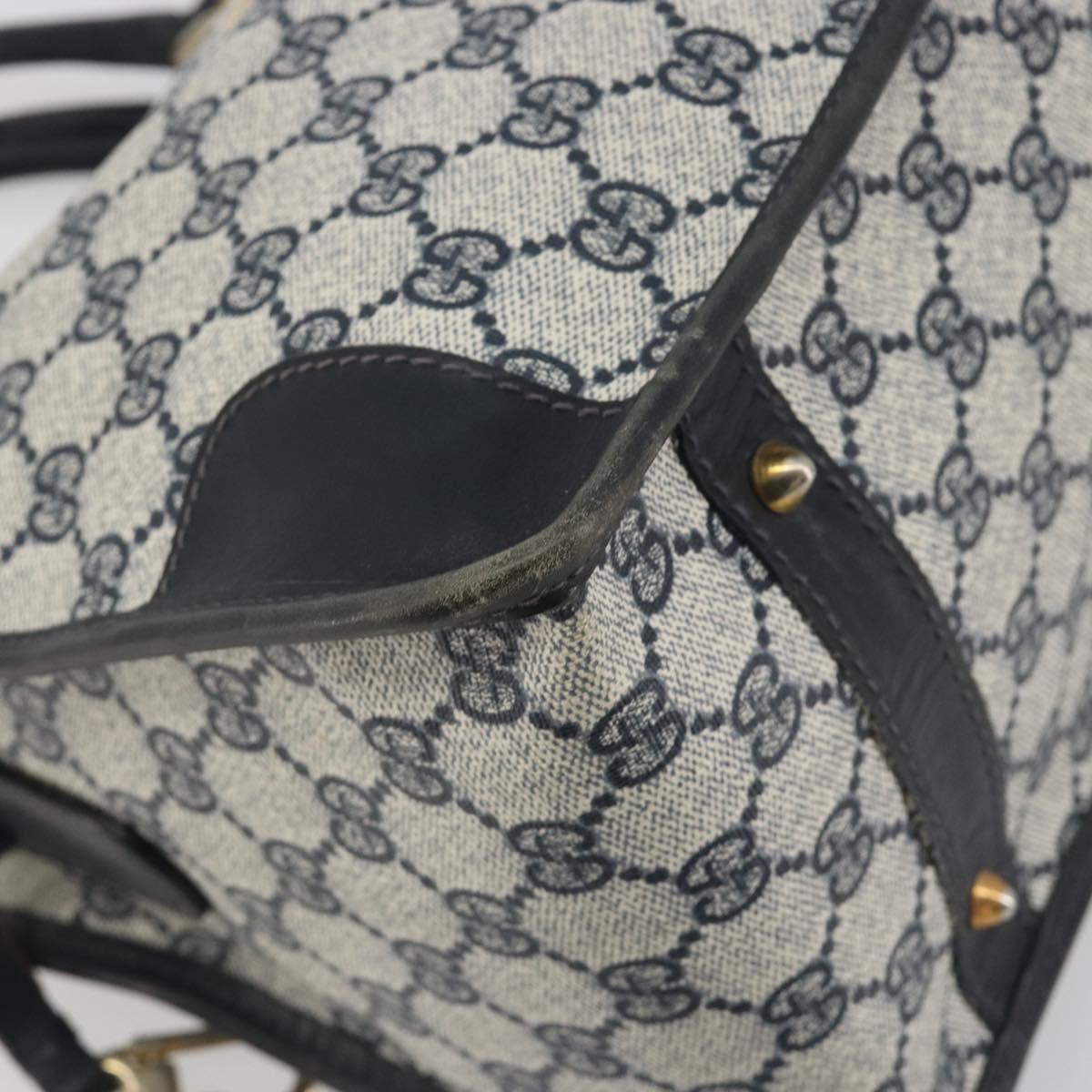 GUCCI GG Supreme Hand Bag PVC Leather Navy Gold Tone Auth ep15295