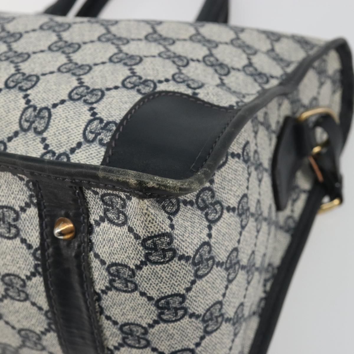 GUCCI GG Supreme Hand Bag PVC Leather Navy Gold Tone Auth ep15295