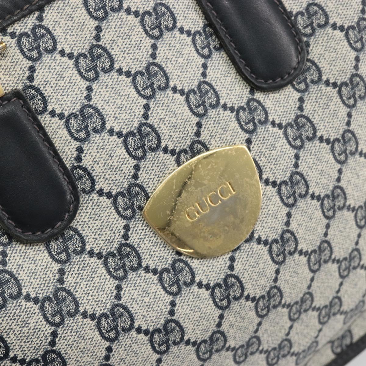 GUCCI GG Supreme Hand Bag PVC Leather Navy Gold Tone Auth ep15295