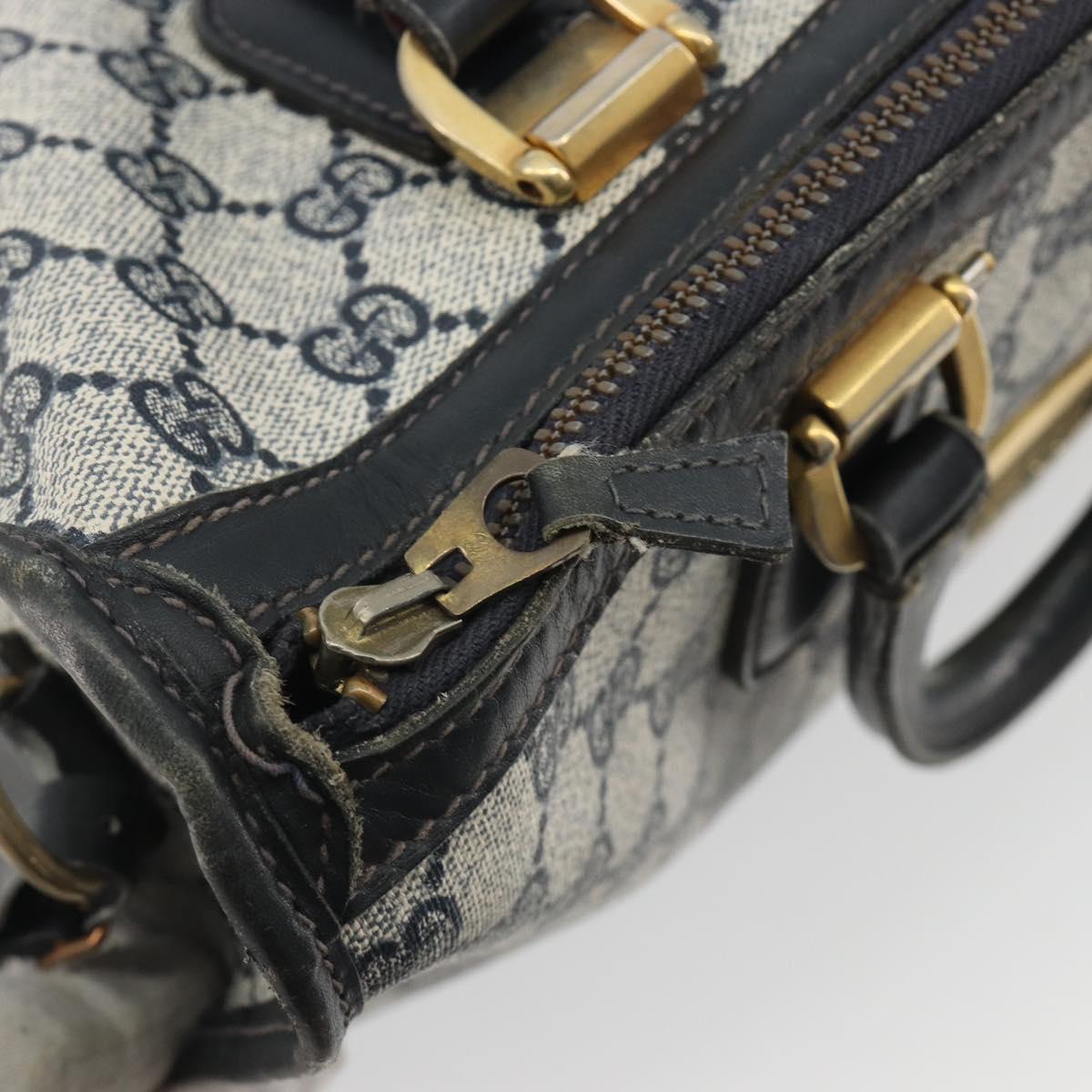 GUCCI GG Supreme Hand Bag PVC Leather Navy Gold Tone Auth ep15295