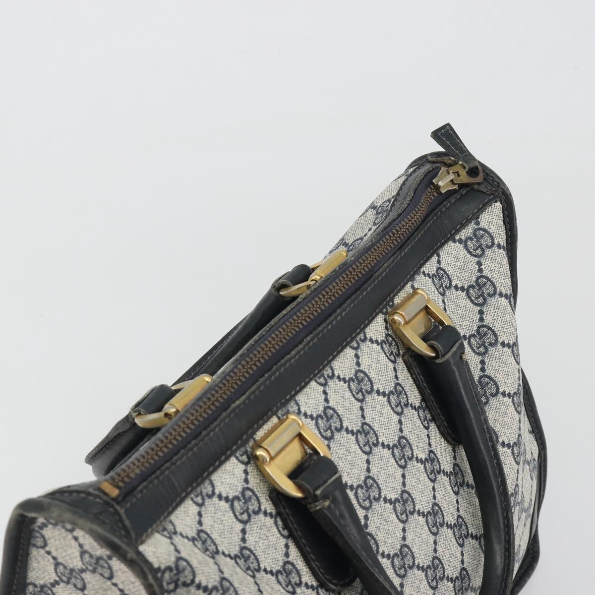 GUCCI GG Supreme Hand Bag PVC Leather Navy Gold Tone Auth ep15295