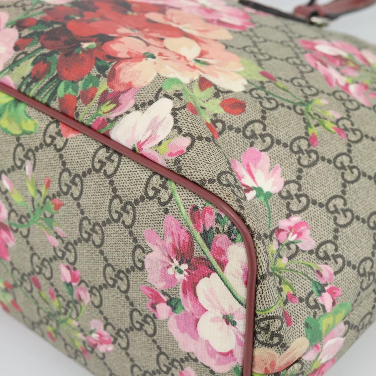 GUCCI GG Blooms Tote Bag PVC Leather 2way Beige Pink 410748 Auth ep15302A