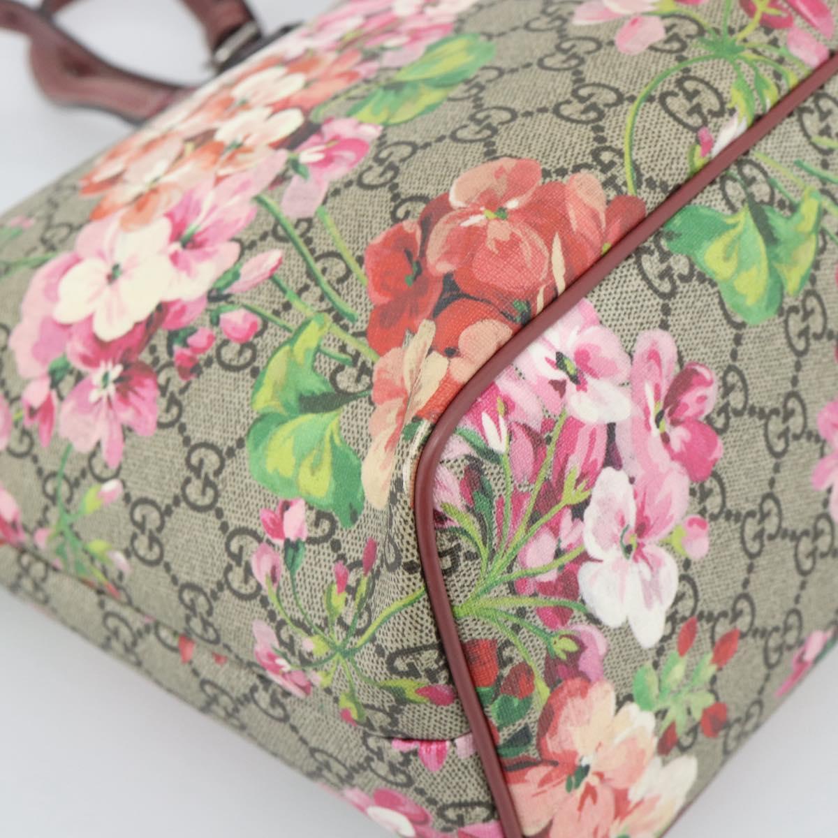 GUCCI GG Blooms Tote Bag PVC Leather 2way Beige Pink 410748 Auth ep15302A