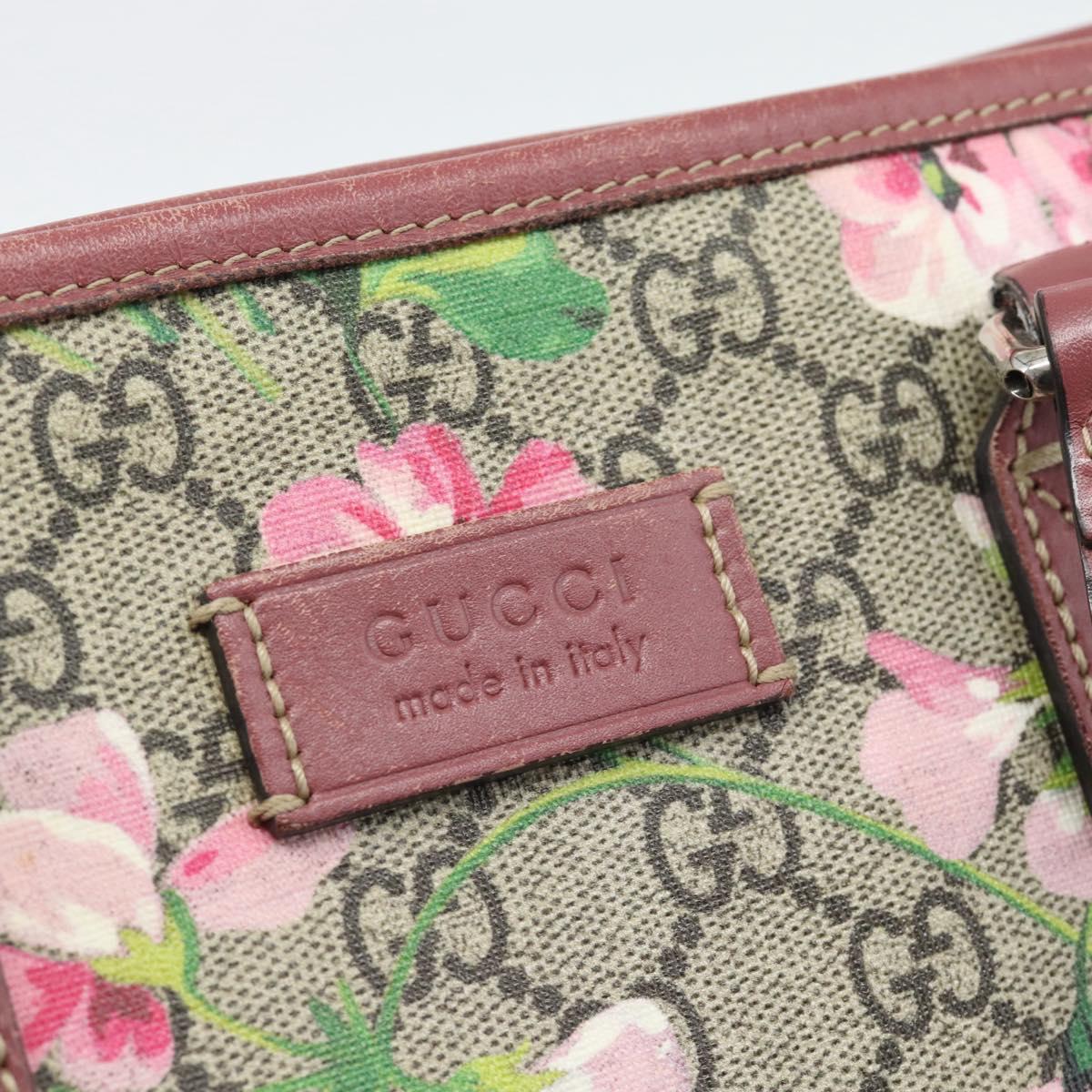 GUCCI GG Blooms Tote Bag PVC Leather 2way Beige Pink 410748 Auth ep15302A