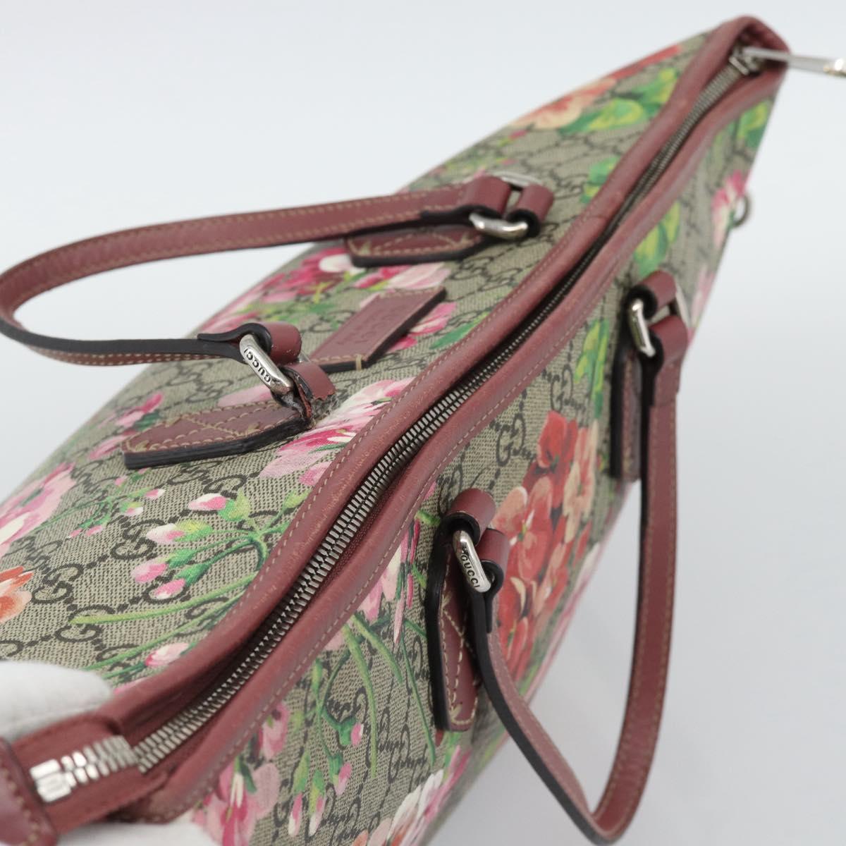 GUCCI GG Blooms Tote Bag PVC Leather 2way Beige Pink 410748 Auth ep15302A
