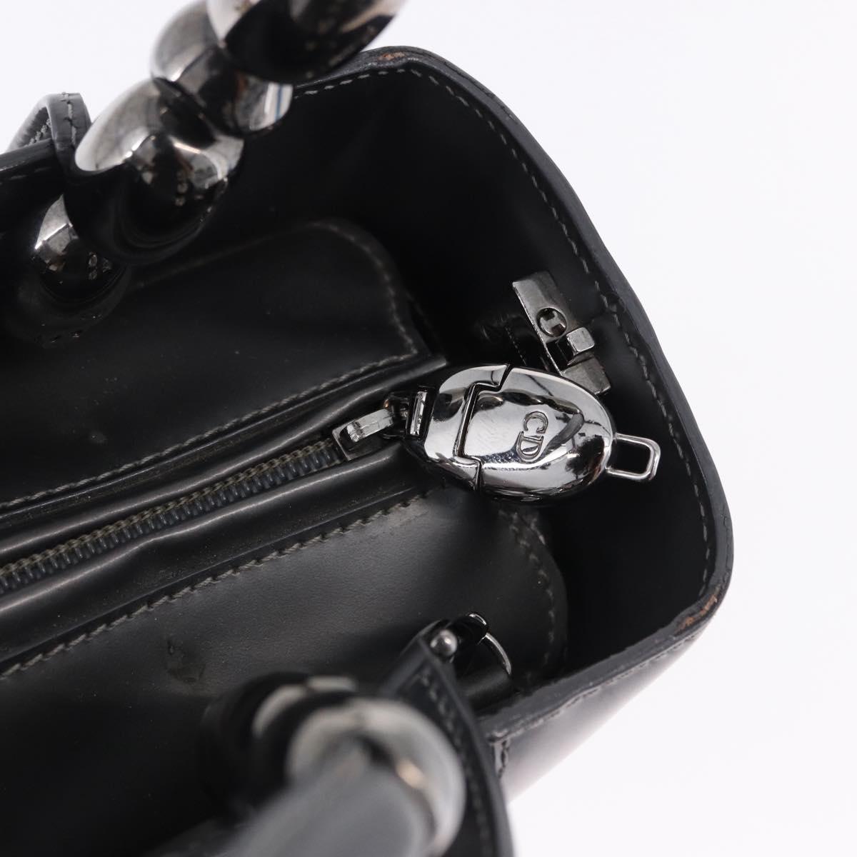 Christian Dior Maris Pearl Hand Bag Patent 2way Gray Silver Auth ep15303V